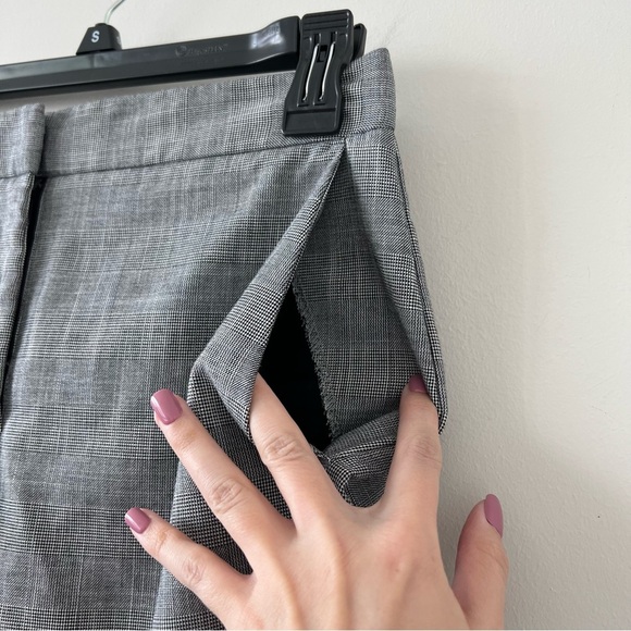 Zara Grey Plaid Work Trouser Ankle Pants Size 2 Career Pockets Workwear Preppy - Picture 4 of 5